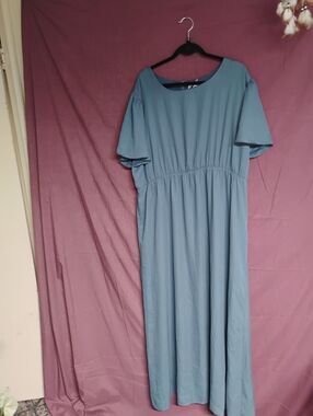 The Main Street Exchange "Naomi" Chiffon Maxi Dress Slate Blue Size 2X